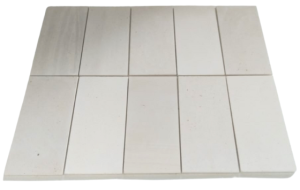 Original Java white limestone floor tiles arranged on white