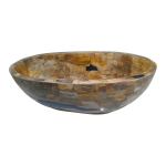 Laminated mosaic petrified wood bathtub, mosaic side view