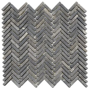 Storm Grey — Herringbone Stone Mosaic
