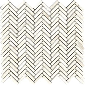 Ivory Weave — Herringbone Stone Mosaic