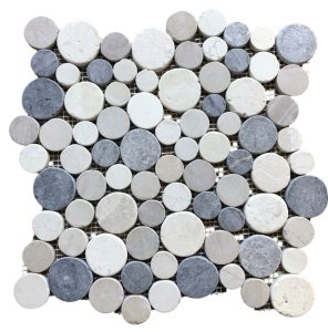 Mist Halo — Circular Sliced Pebble Mosaic