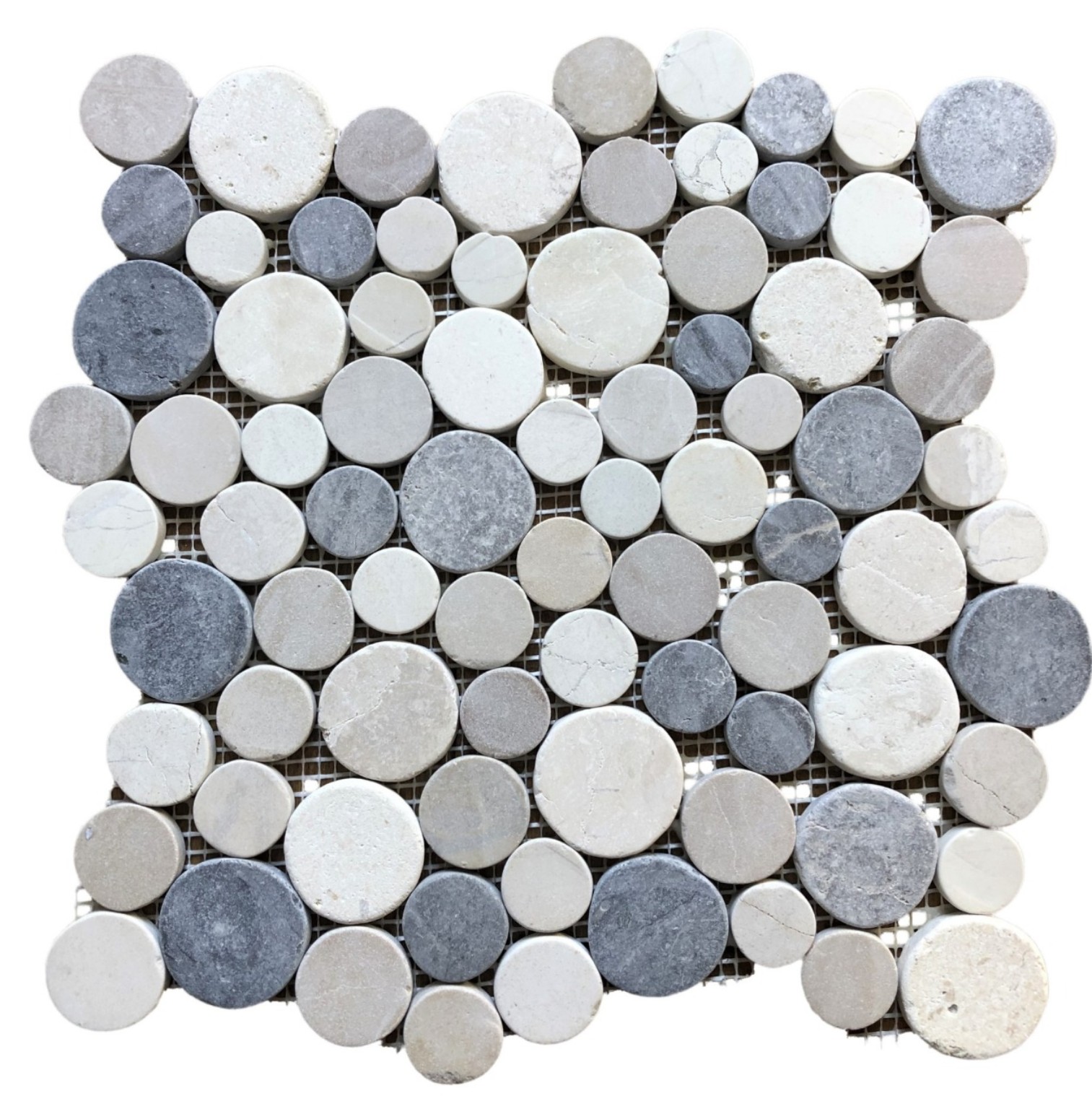 Mist Halo — Circular Sliced Pebble Mosaic