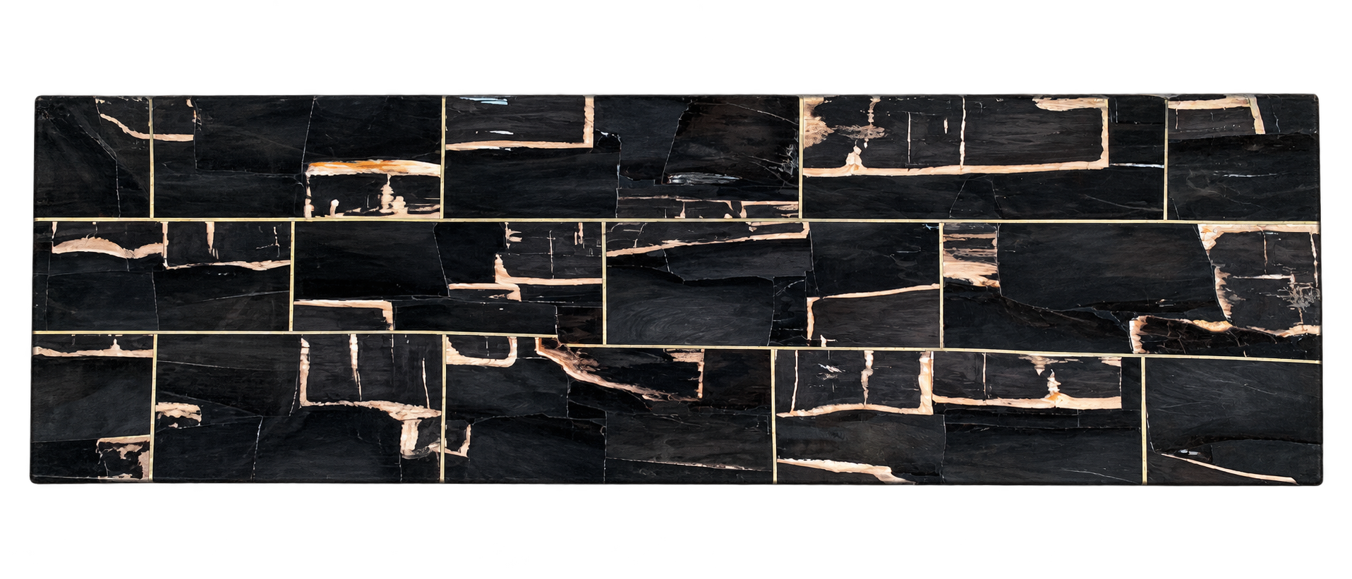 Horizontal rectangular petrified wood tabletop